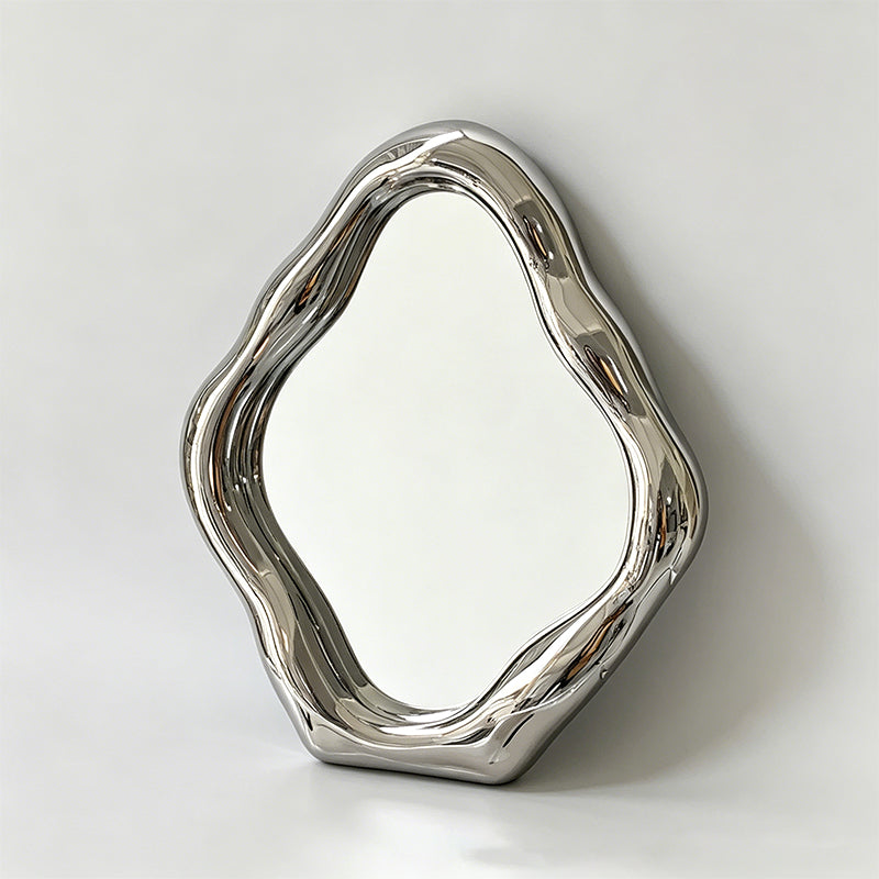 Irregular Wavy Ceramic Framed Decor Mirror