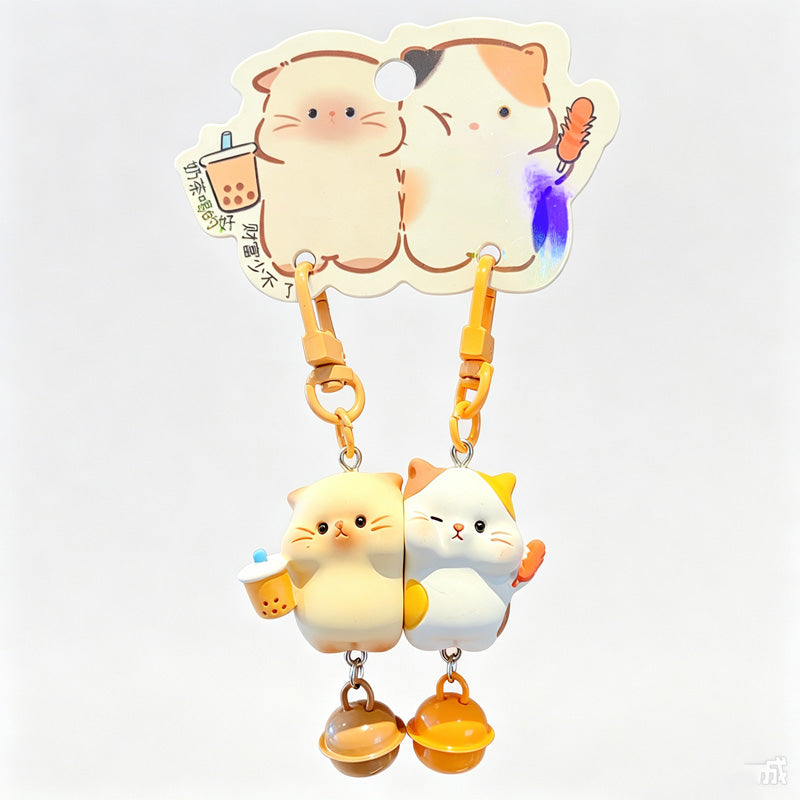 Magnetic 2‑Piece Resin Cat Keychain Set
