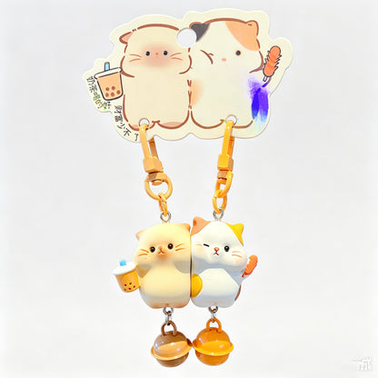 Magnetic 2‑Piece Resin Cat Keychain Set