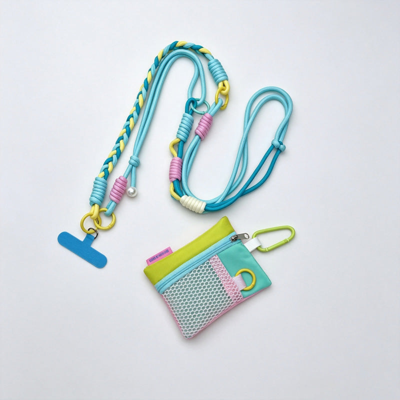 Mini Mesh Storage Pouch With Strap