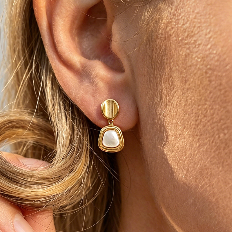 Vintage Natural Mother-of-Pearl Drop Earrings