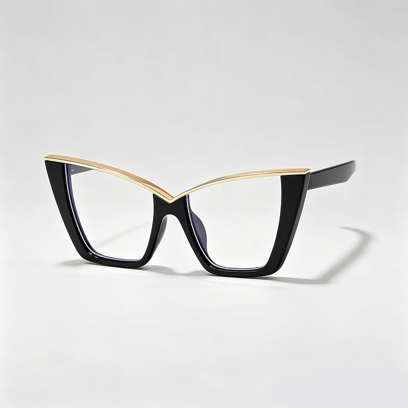 Metallic V-Brow Cat Eye Glasses