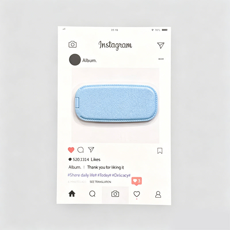 Minimalist Synthetic Leather Folding Adhesive Phone Mirror
