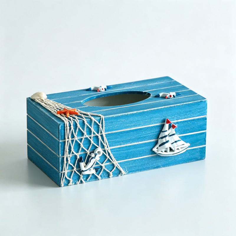 Ocean Themed Wooden Tissue Box