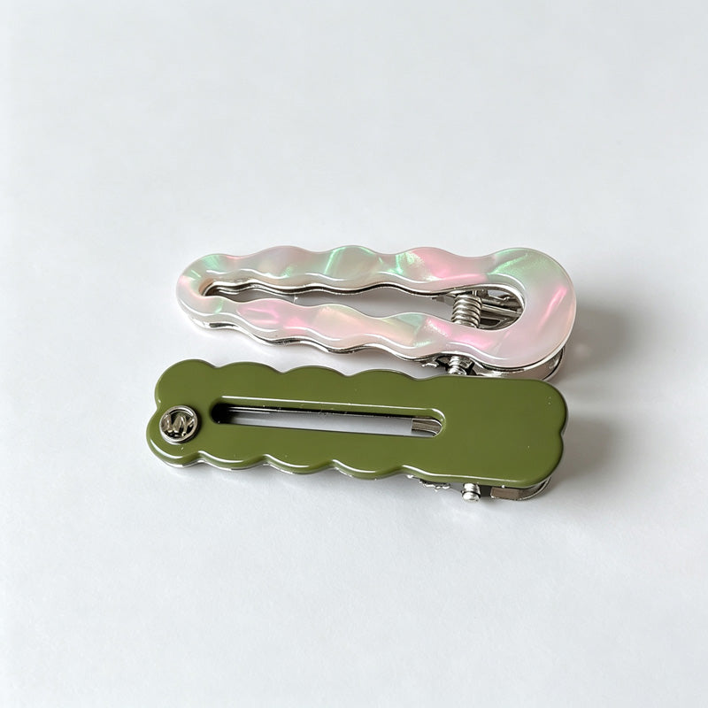 Wavy Edge Alligator Hair Clip 2‑Piece Set