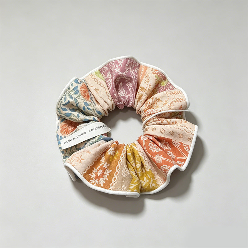 Bohemian Patchwork Floral Calico Scrunchie