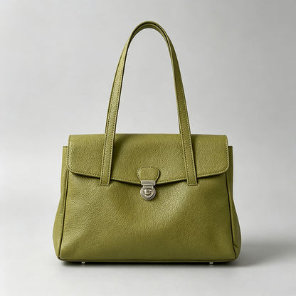 Litchi Grain Lock Clasp Shoulder Bag