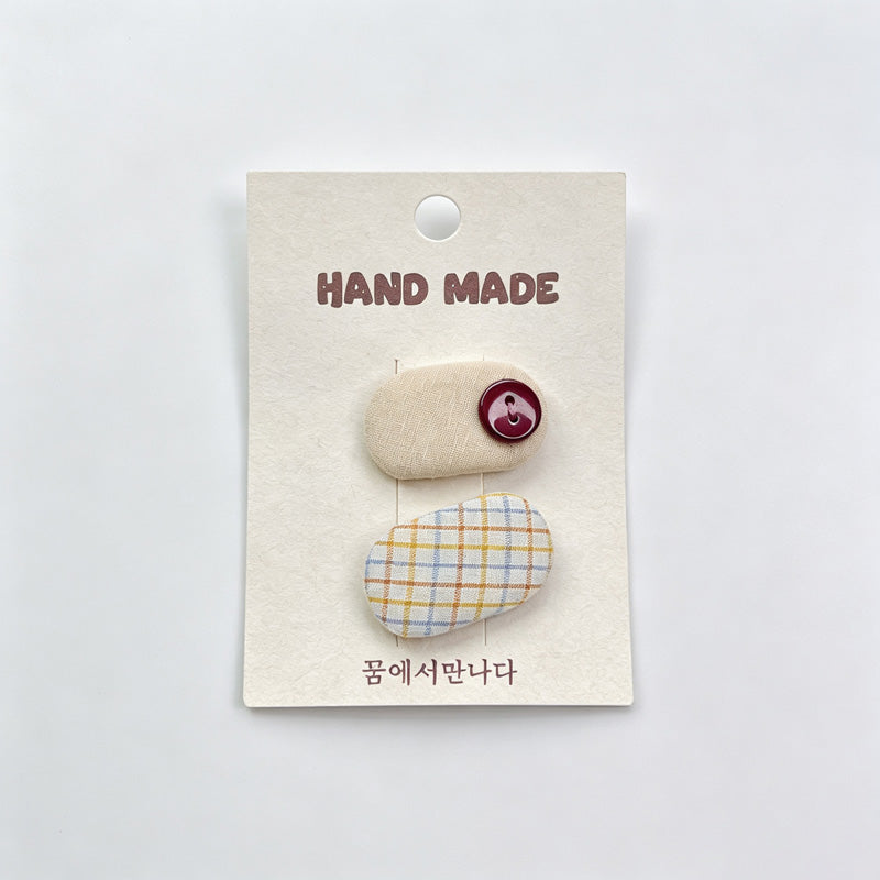 Fabric Button Hair Clips Set