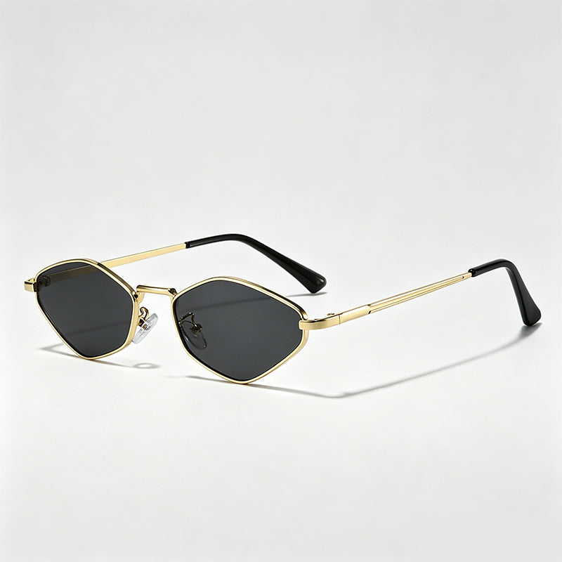 Tiny Irregular Diamond Metal Cat Eye Sunglasses