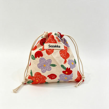 Floral Print Drawstring Pouch