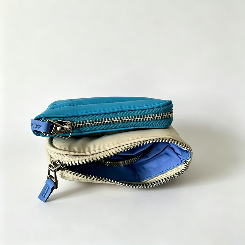 Quilted Stitch Mini Zip Card Coin Pouch