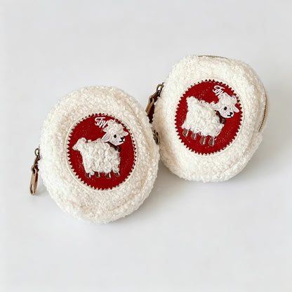 Plush Sheep Print Coin Purse Pouch
