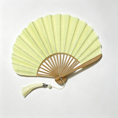 Linen Cotton Shell Shape Folding Fan