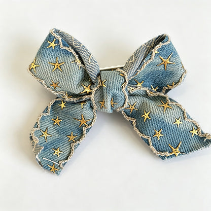 Denim Bow Hair Clip