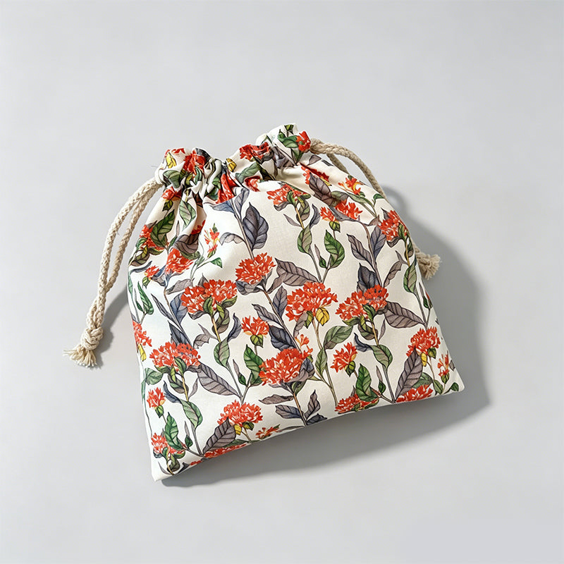 Floral Drawstring Pouch