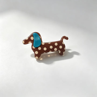 Dachshund Polka Dot Acetate Hair Clip