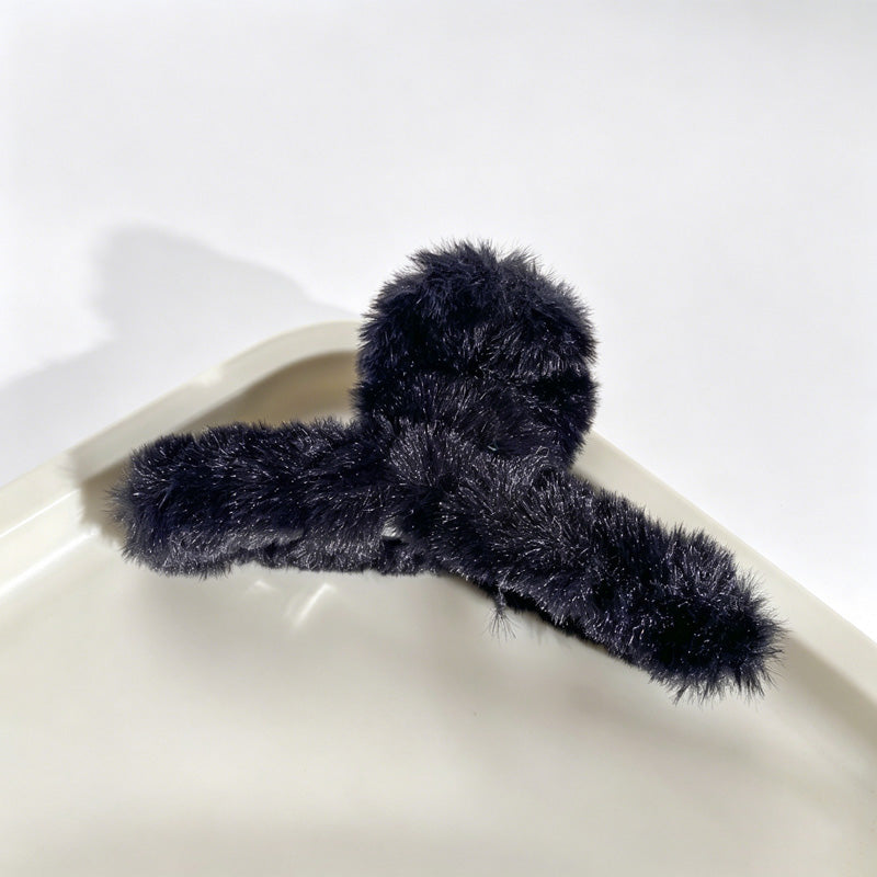 Fuzzy Bow Claw Clip