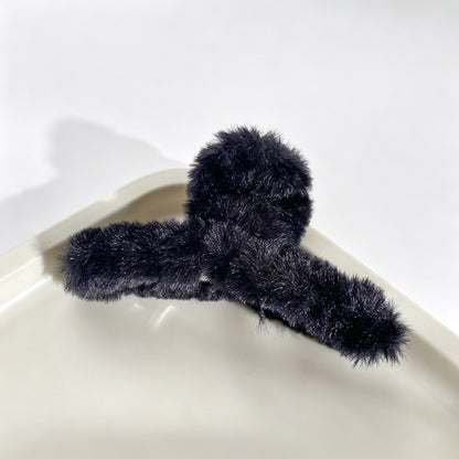 Fuzzy Bow Claw Clip