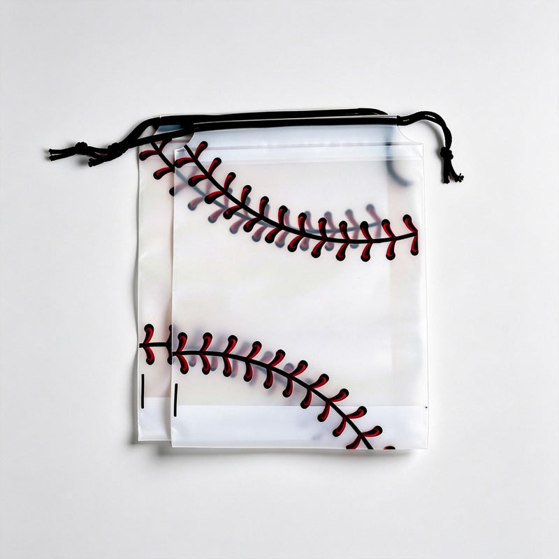 Baseball Print Drawstring Storage Bag Set