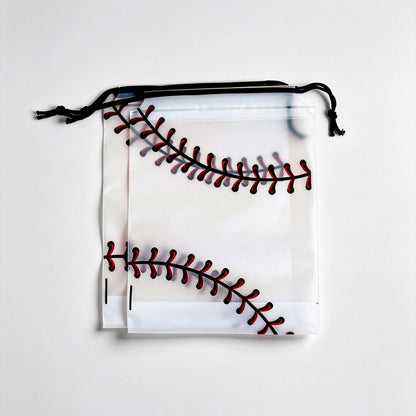 Baseball Print Drawstring Storage Bag Set