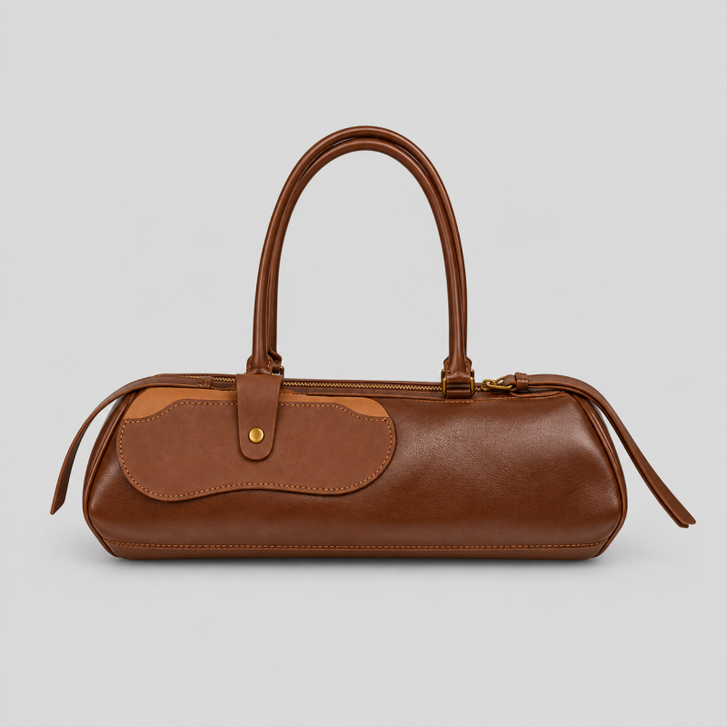Solid Color Shoulder Handbag