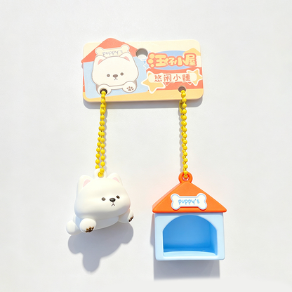 Puppy House Split Pair Keychain Set