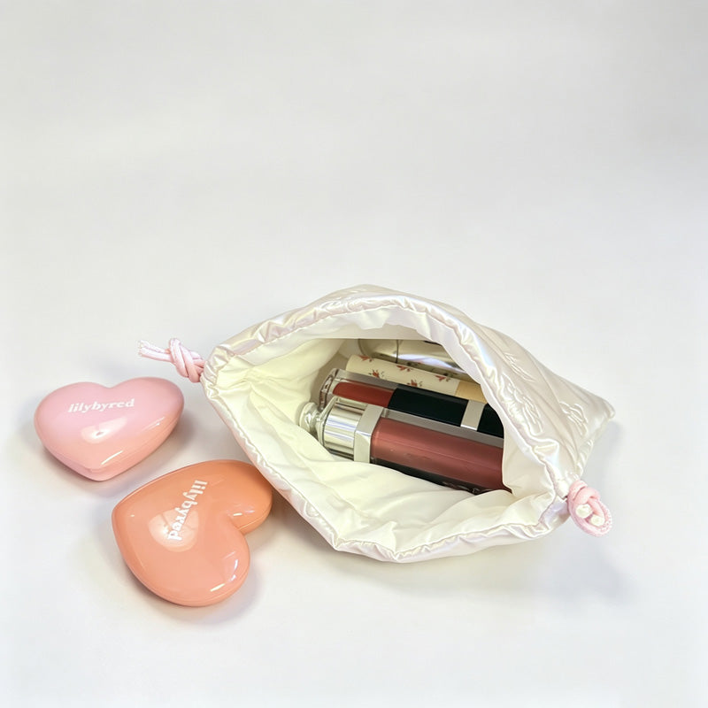 Embossed Bow Drawstring Storage Pouch
