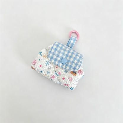 Grid Print Quilted Makeup Pouch