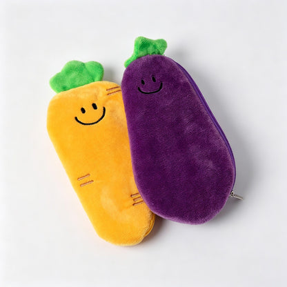 Vegetable‑Shaped Plush Zipper Pencil Pouch