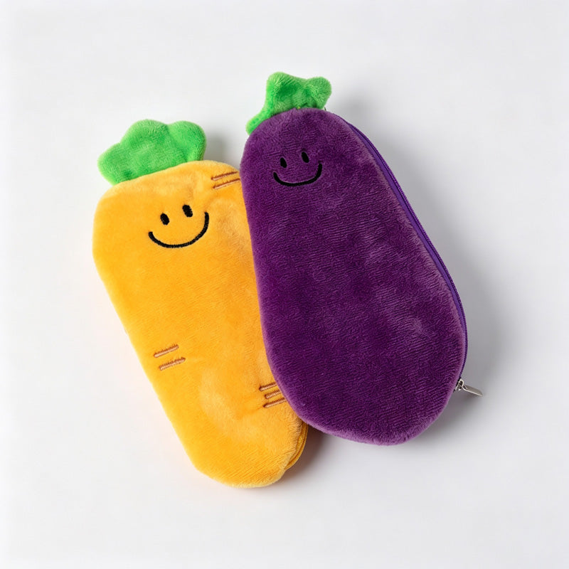Vegetable‑Shaped Plush Zipper Pencil Pouch