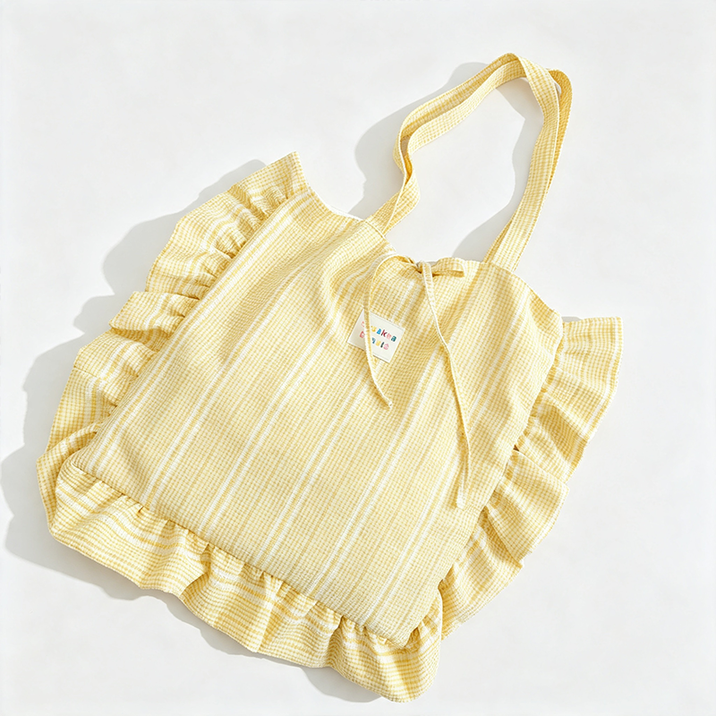 Striped Ruffle Tote Bag