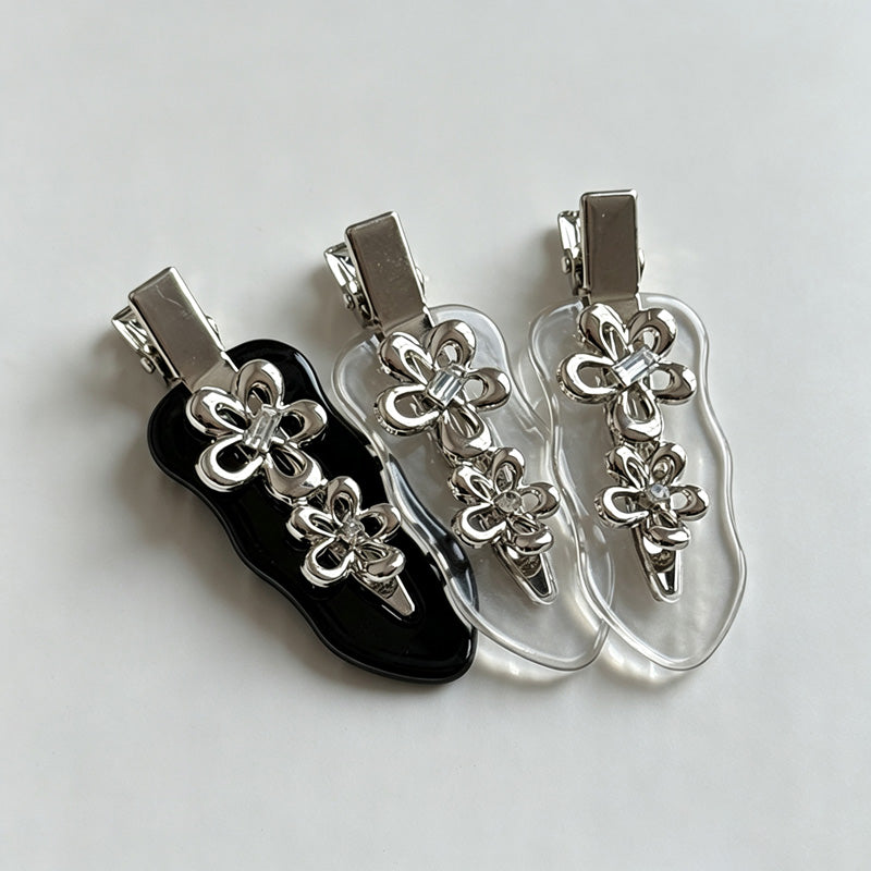 Metal Flower Alligator Hair Barrette