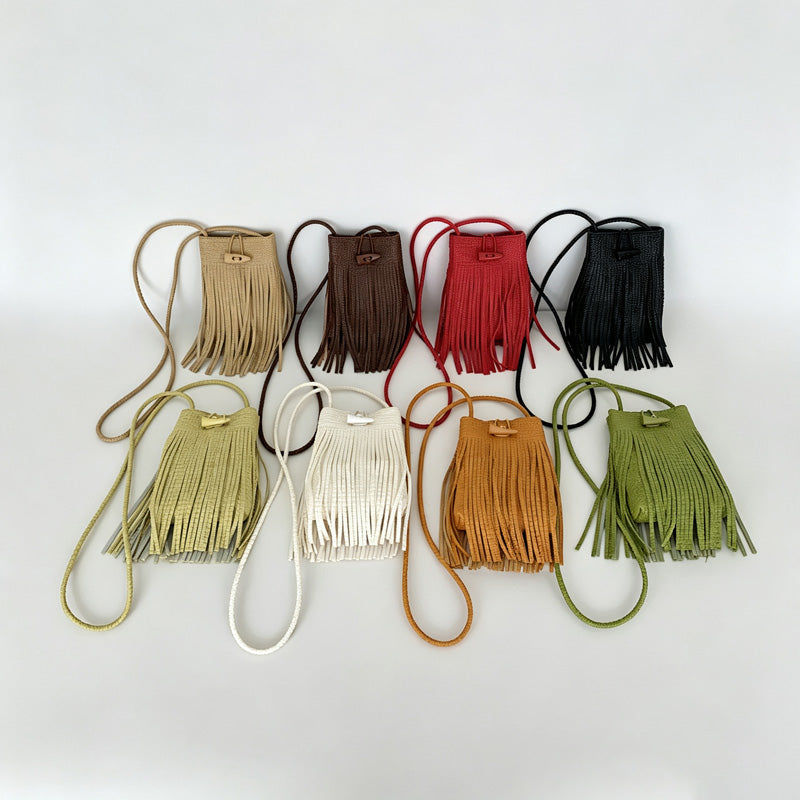 Fringe Drawstring Bucket Bag