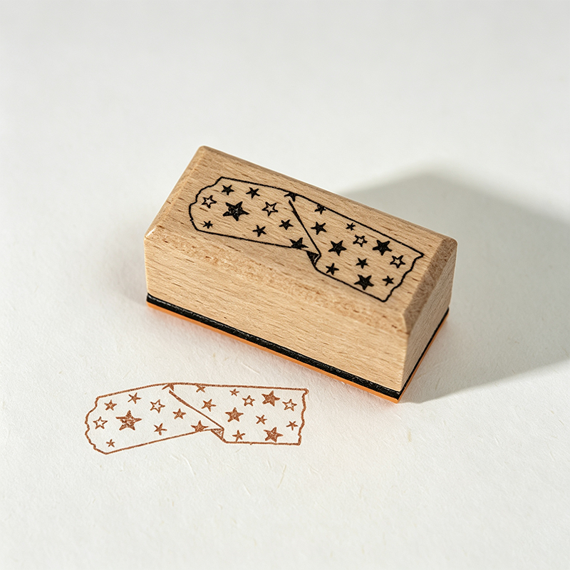 Wooden Rubber Tape‑Pattern Stamp