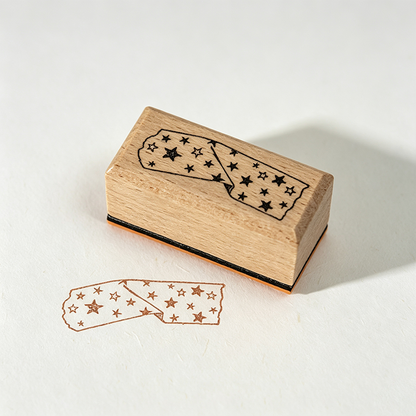 Wooden Rubber Tape‑Pattern Stamp