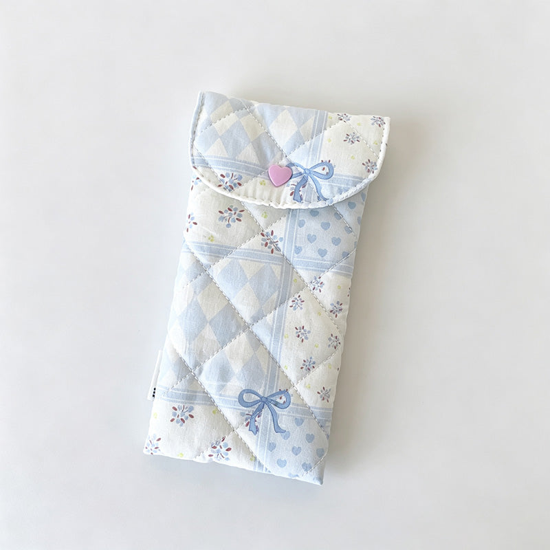 Quilted Floral Snap Button Pouch