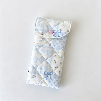 Quilted Floral Snap Button Pouch