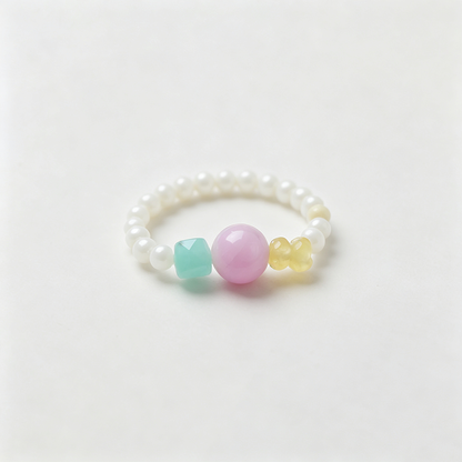Multicolor Synthetic Stone Stretch Beaded Ring