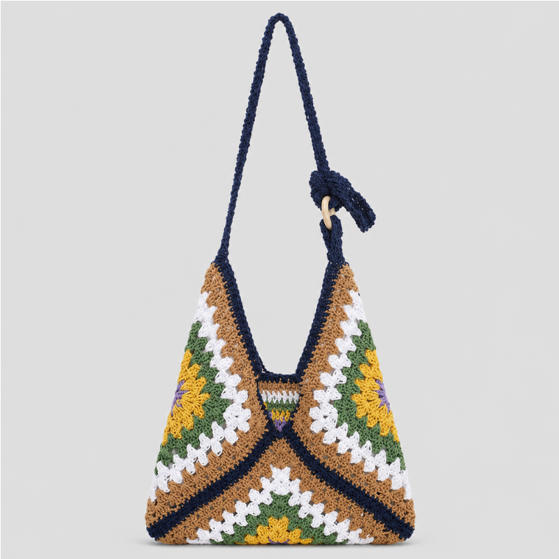 Striped Crochet Shoulder Bag