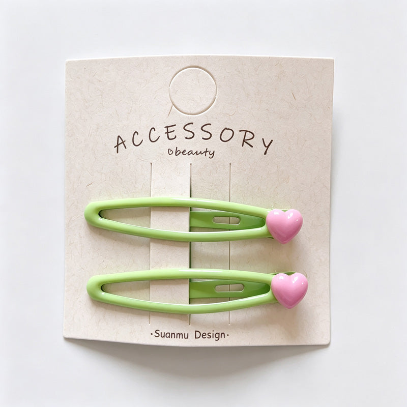 Bright Color Heart BB Snap Hair Clips