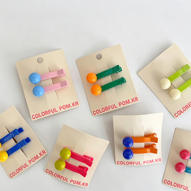 Candy Color Bead Snap Hair Clips
