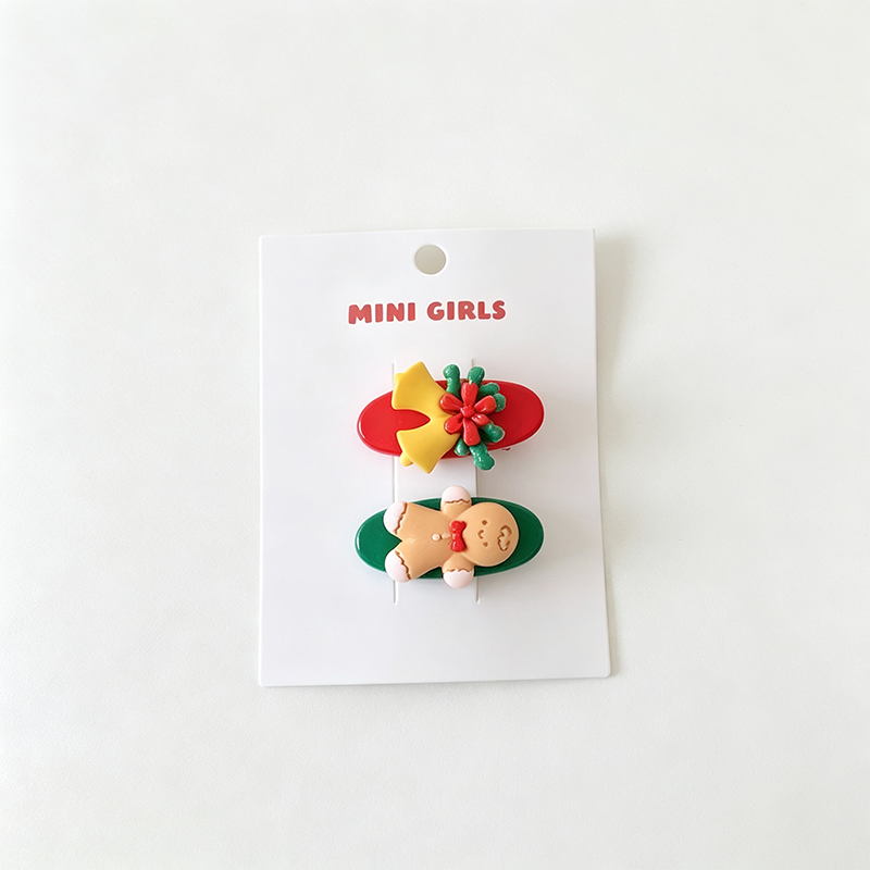 2PCS Soft Clay Christmas Hair Clips