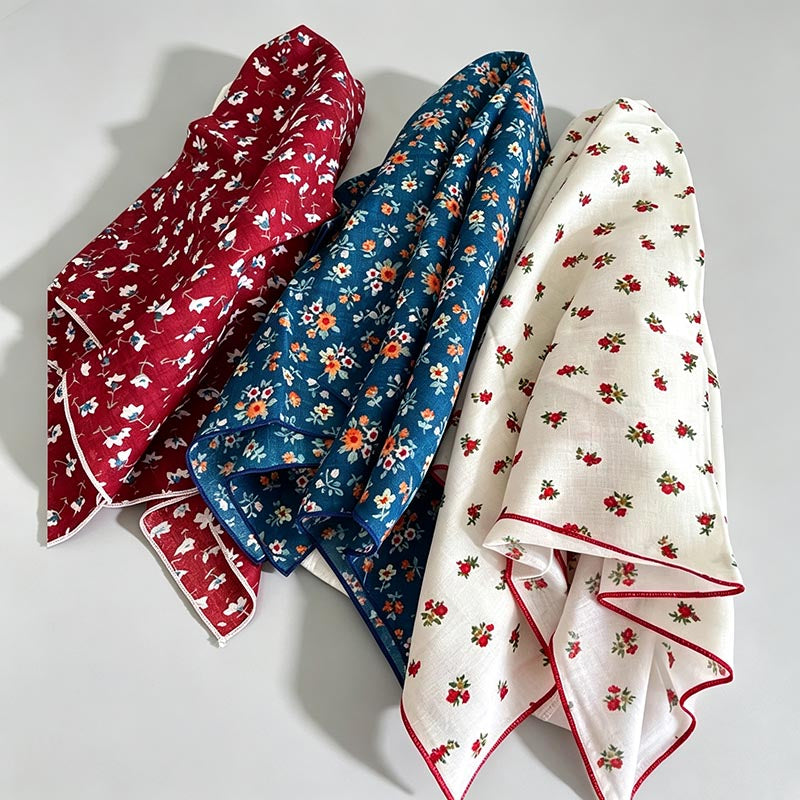 Floral Pattern Square Neck Scarf