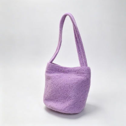 Fuzzy Fleece Bucket Handle Bag