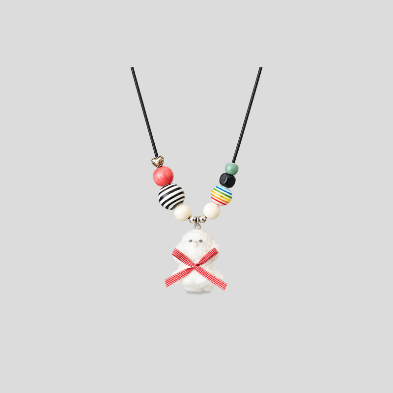 Knitted Cord Cat Pendant Necklace