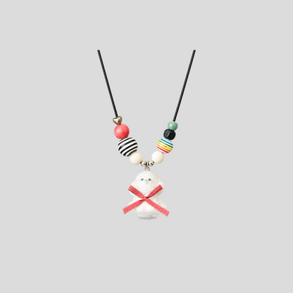Knitted Cord Cat Pendant Necklace