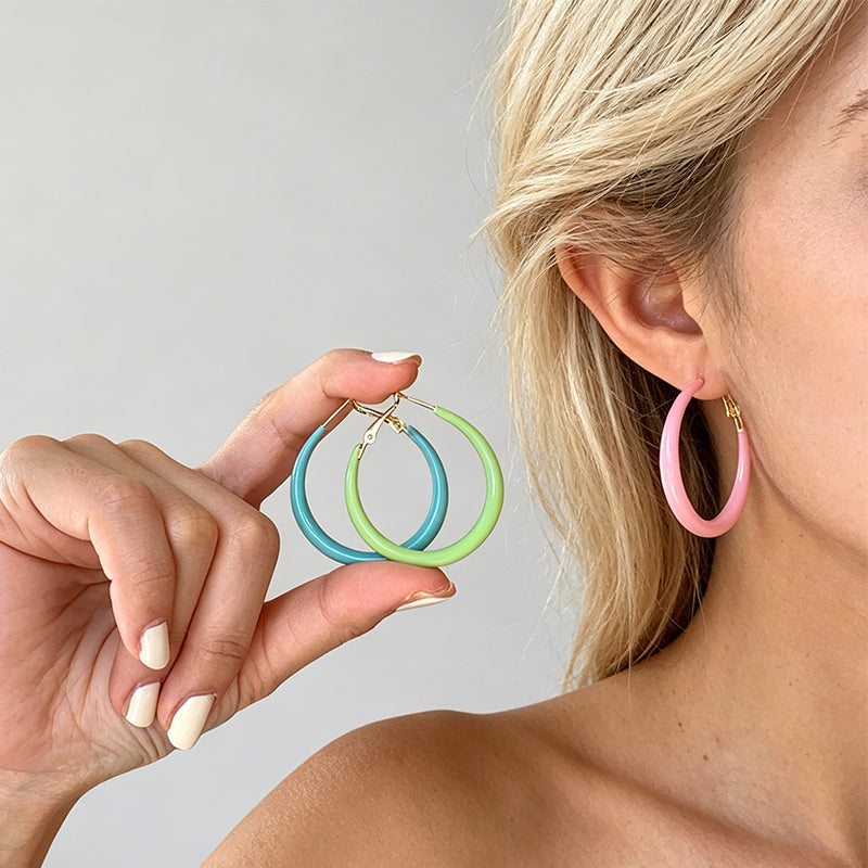 Modern Minimalist Enamel Hoop - Shopdayla Wholesale - #3026