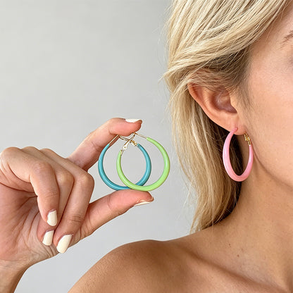 Modern Minimalist Enamel Hoop - Shopdayla Wholesale - #3026