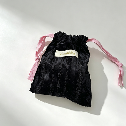 Lace Ruffle Drawstring Pouch