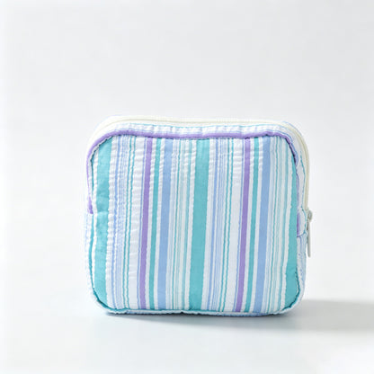 Striped Zipper Storage Pouch